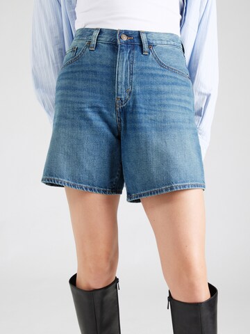 LEVI'S ® Loosefit Broek 'HIGH BAGGY SHORT WHERES MY PHO IN LINEN DENIM' in Blauw: voorkant