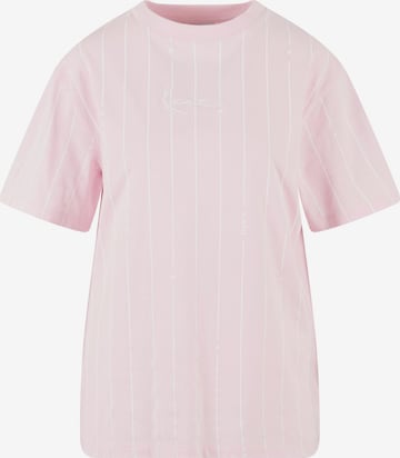Tricou 'Signature Pinstripe Os' de la Karl Kani pe roz: față