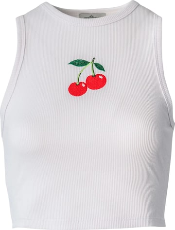 Pineapples Don't Have Sleeves Toppi 'Cherry On Top Tank' värissä valkoinen: etupuoli