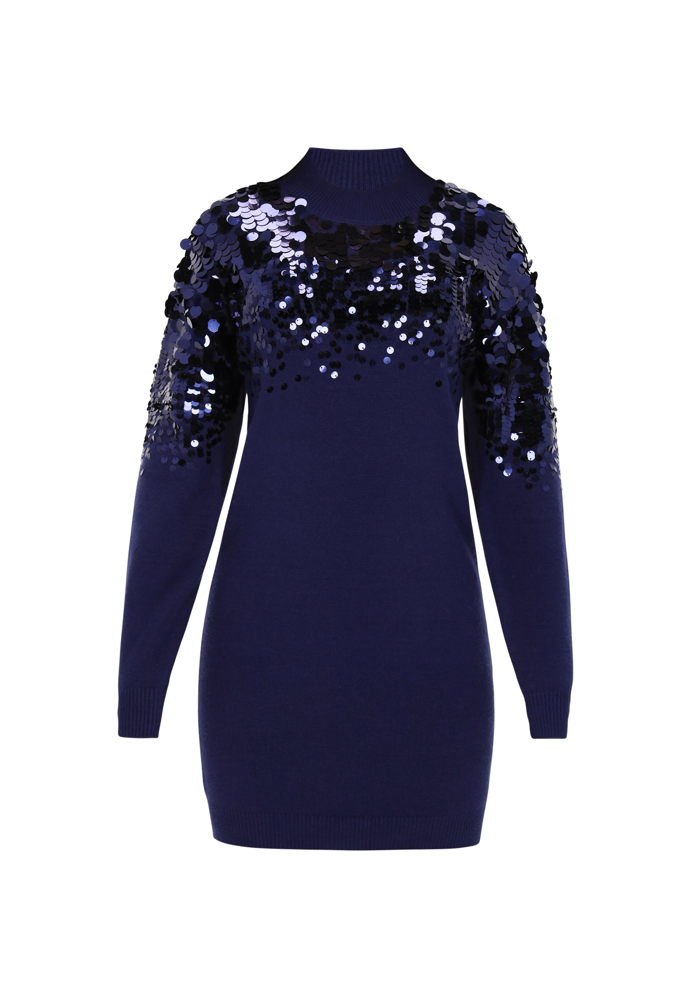 faina Gebreide jurk in Blauw: voorkant