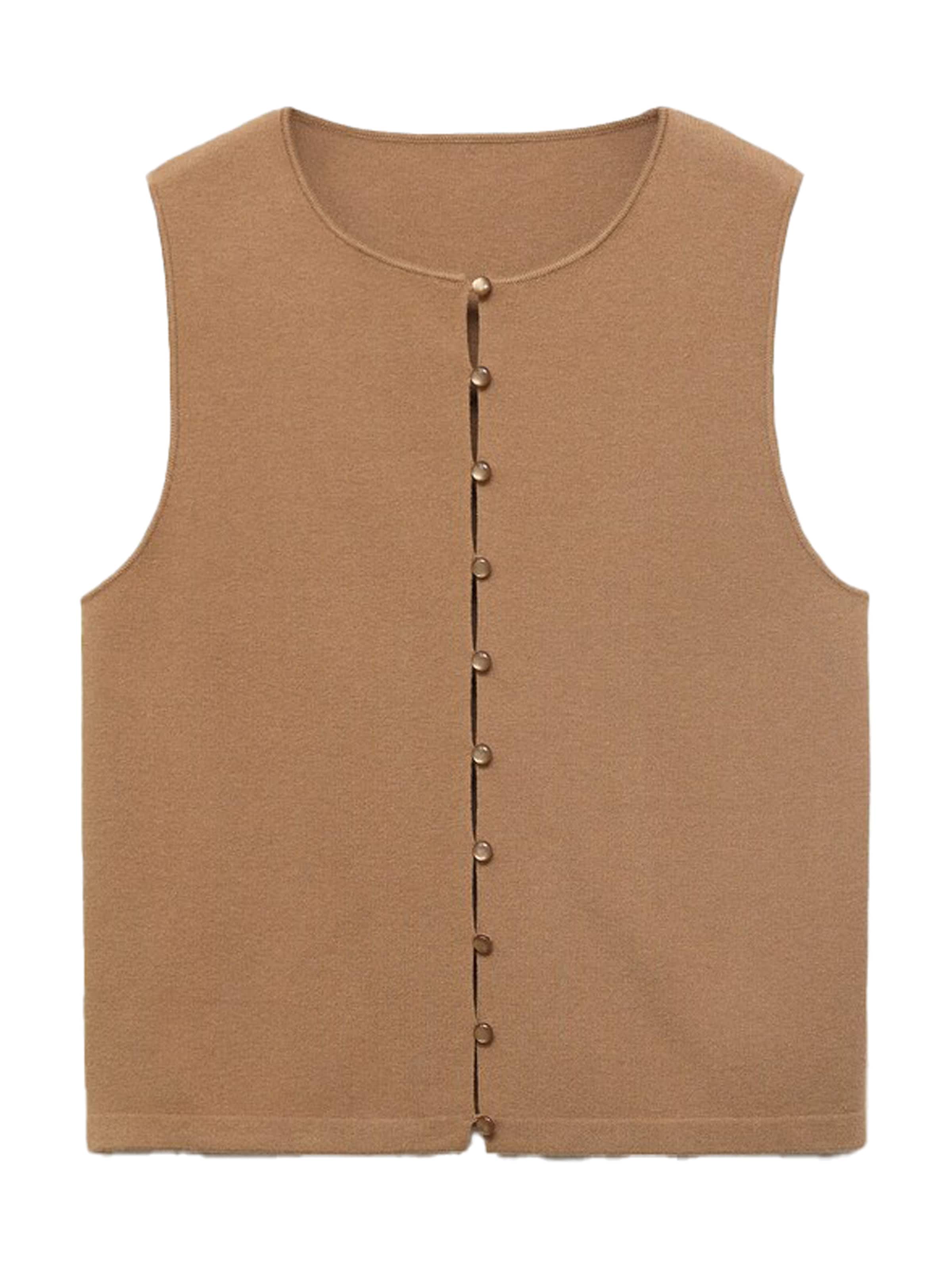 MANGO Knitted vest 'DROP' in Brown: front