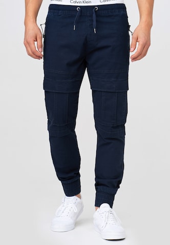 INDICODE JEANS Regular Cargobroek 'Dennis' in Blauw: voorkant