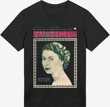 F4NT4STIC Shirt 'TV Times Queen Elizabeth II 1957 Cover' in Black: front