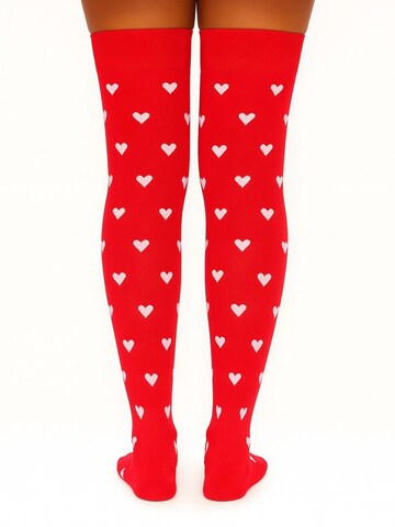 Lycille Over the Knee Socks in Red