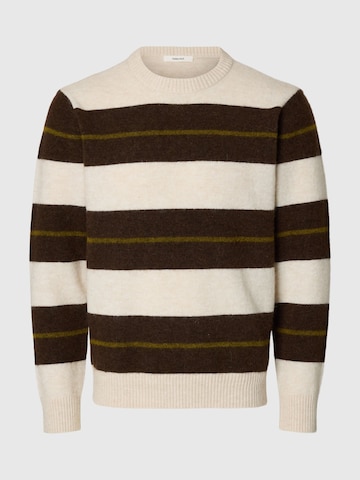 Pull-over 'SLHRAI' SELECTED en beige : devant
