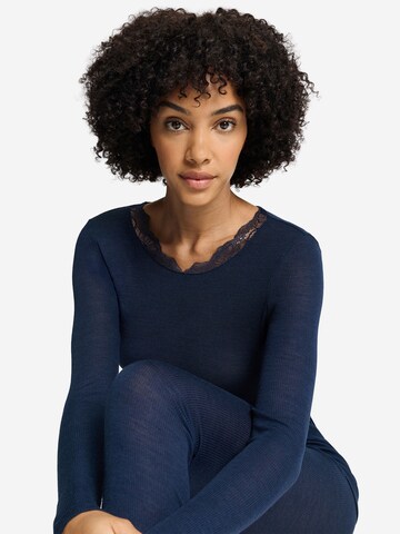 Hanro Shirt ' Woolen Lace ' in Blauw