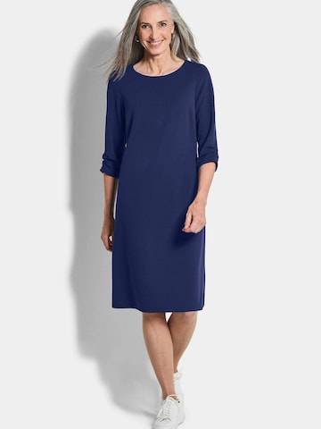 Goldner Etuikleid in Blau: Vorderseite