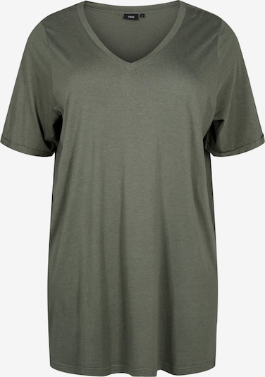 Zizzi T-shirt oversize 'CHIARA' en vert foncé, Vue avec produit