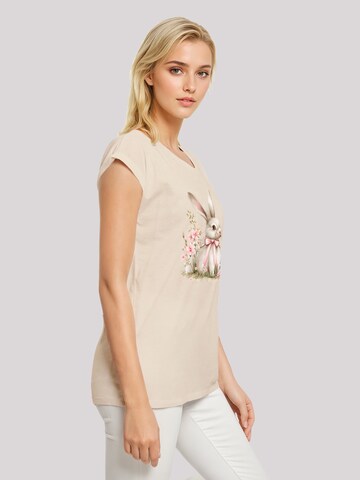 F4NT4STIC Shirt 'Niedlicher Osterhase mit Blumen' in Beige