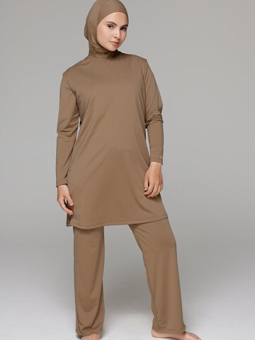 SIYA Swimwear High neck Swimsuit 'South - Covered' in Brown: front
