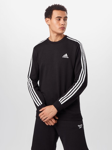 ADIDAS SPORTSWEAR Sportsweatshirt 'Essentials French Terry 3-Stripes' in Schwarz: predná strana