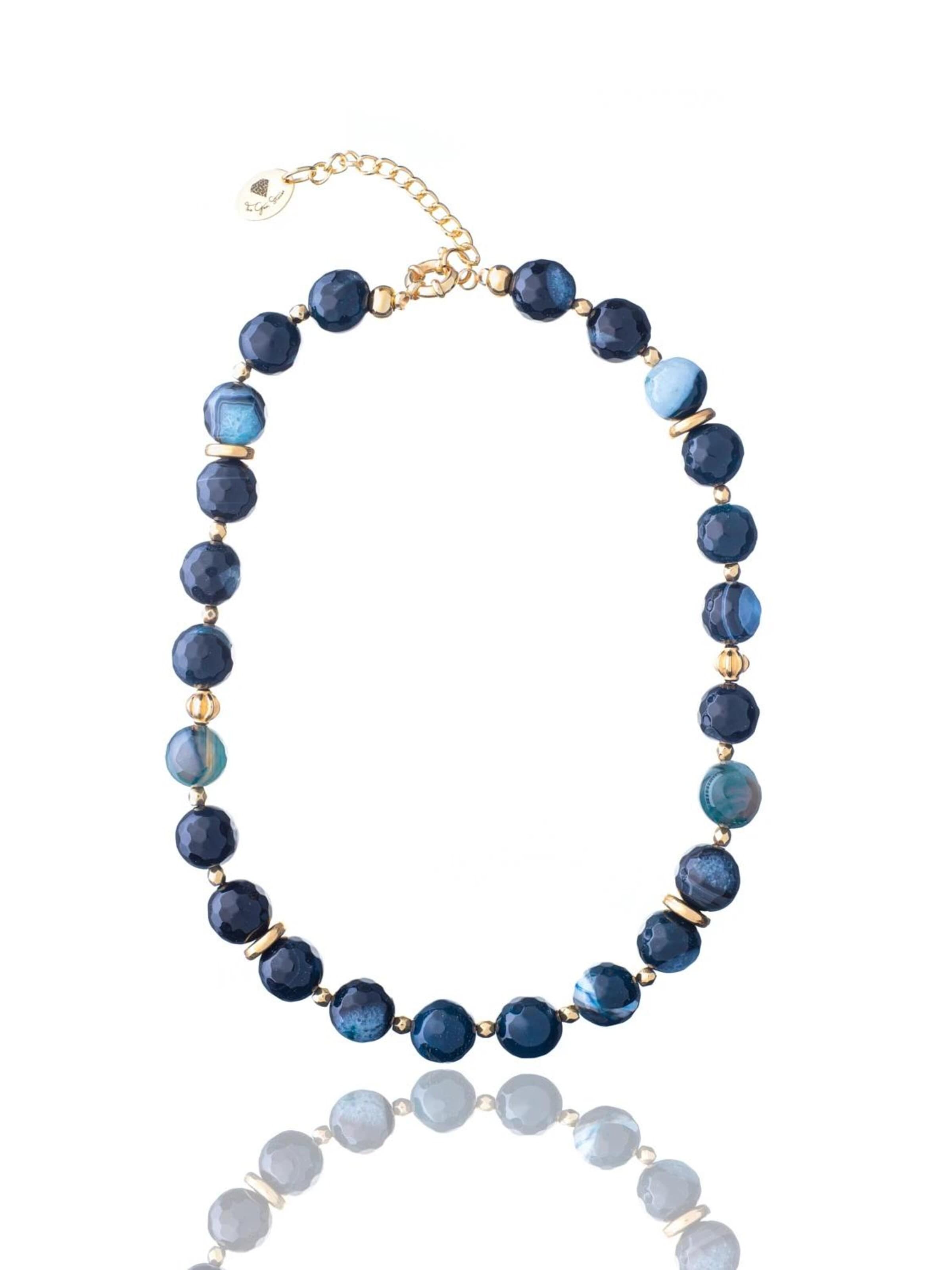THE GEM STORIES JEWELRY Αλυσίδα 'Blue Jade Necklace' σε μπλε: μπροστά