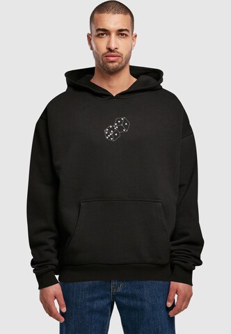 Merchcode Sweatshirt 'Hugs & Love - Heart Dice' in Schwarz: Vorderseite