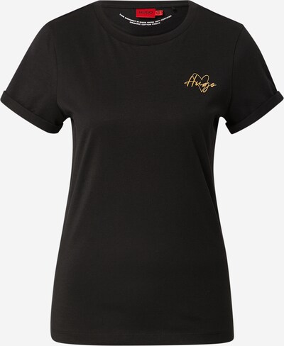 HUGO T-Shirt in goldgelb / schwarz, Produktansicht