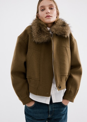 MANGO Between-Season Jacket 'Bird' in Brown: front