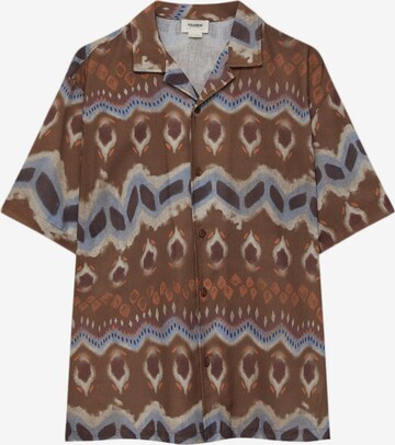 Pull&Bear Comfort fit Button Up Shirt in Brown: front