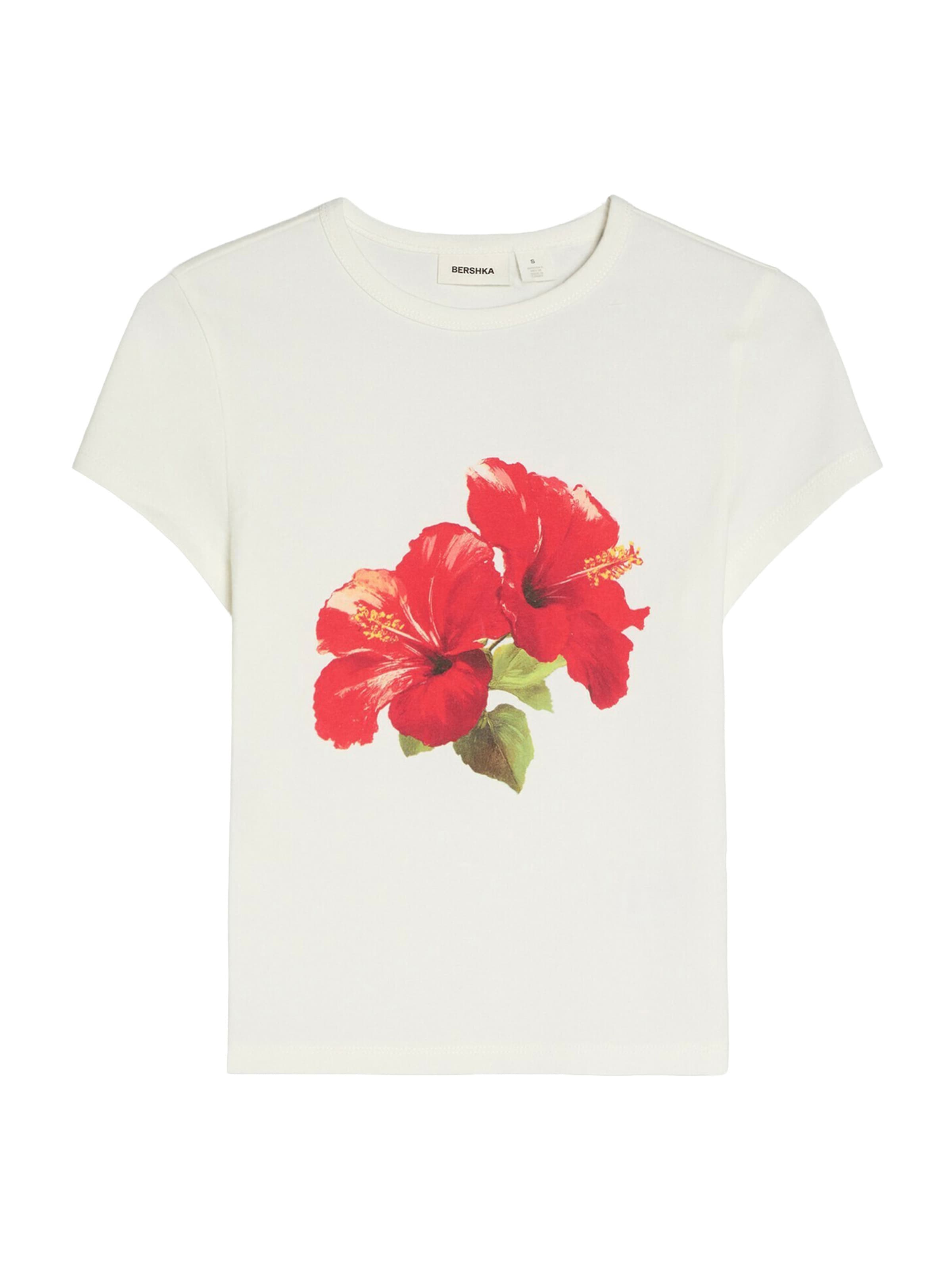 Bershka Shirt in XS in Yellow / Light green / Fire red / White, Item view