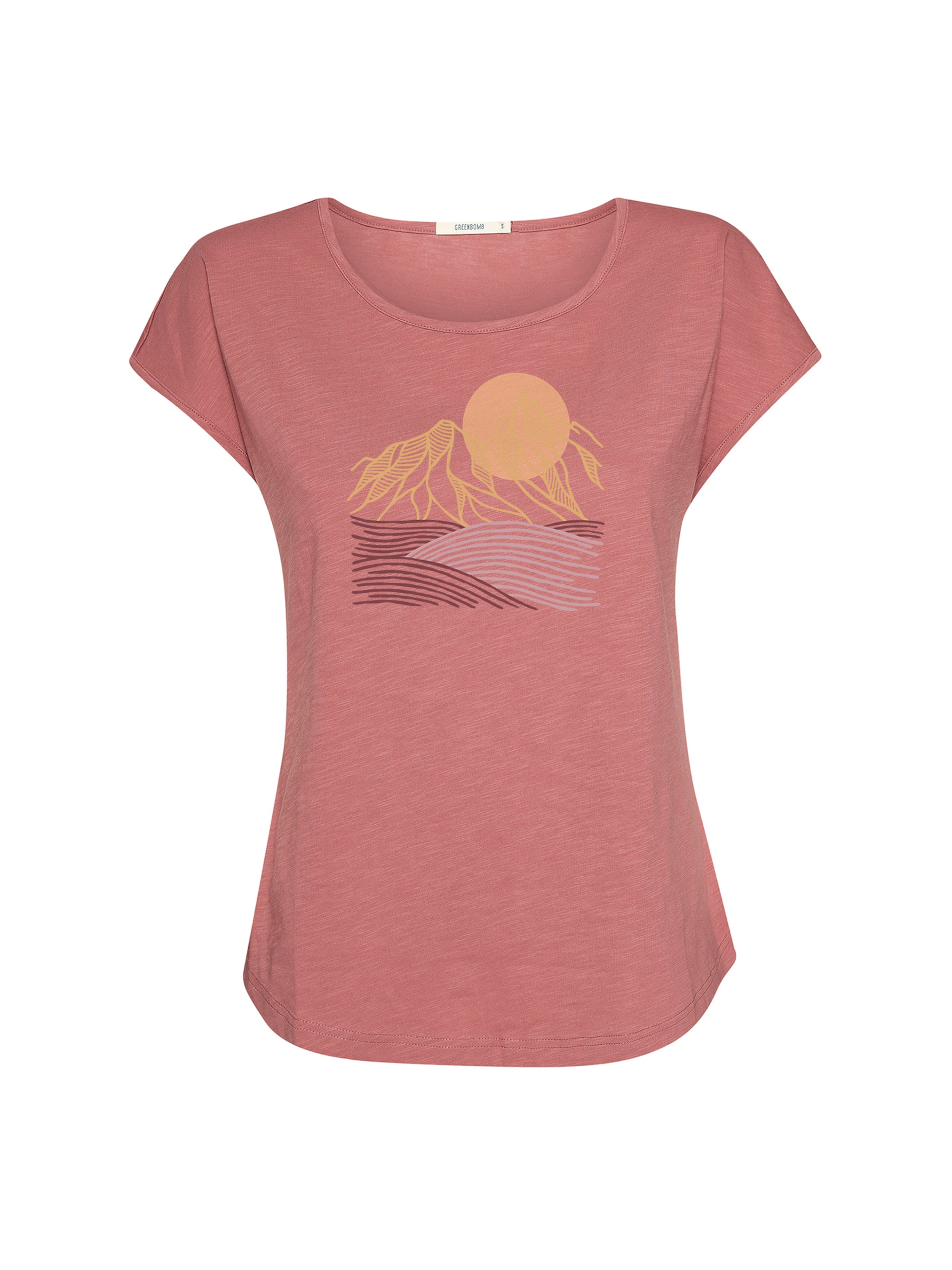 Maglietta 'Cool Mountain Scenery' di GREENBOMB in rosa: frontale