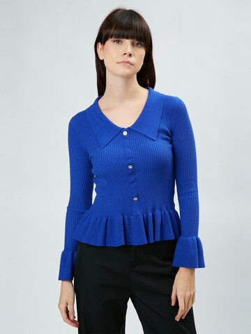 Influencer Sweater 'Peplum' in Blue: front