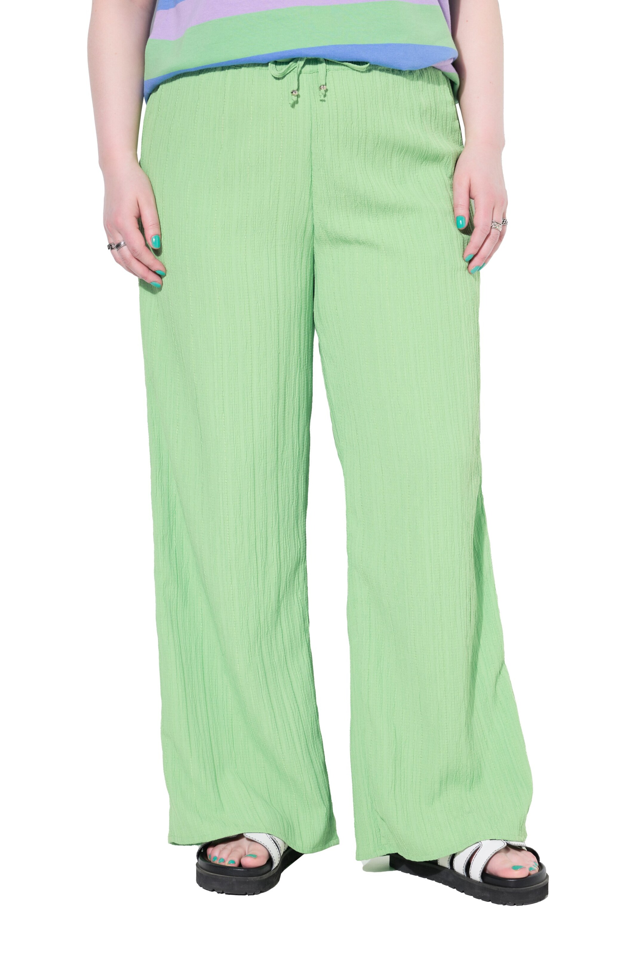 Studio Untold Wide leg Broek in Groen: voorkant