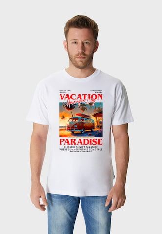 Oldskull T-Shirt 'Wrldvibe Travel' in Weiß: Vorderseite