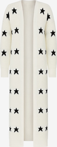 Elara Lang cardigan i hvid: forside