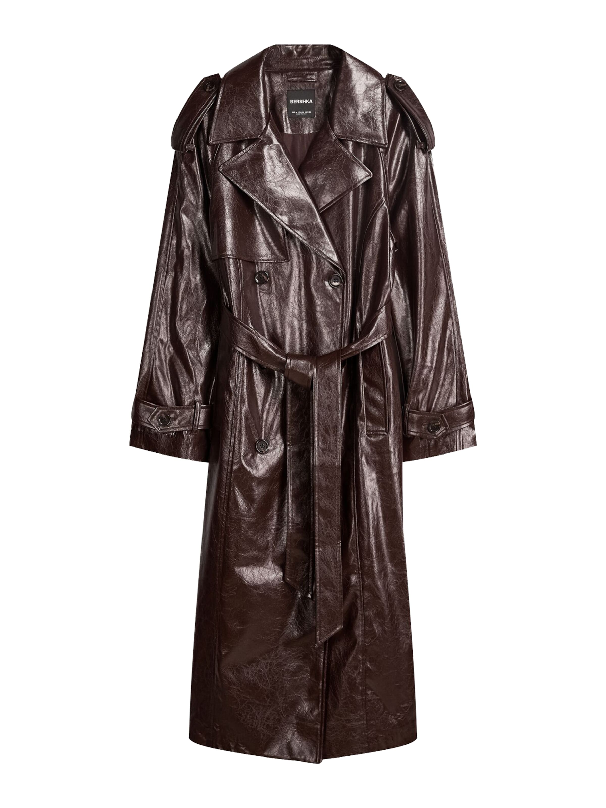 Bershka Płaszcz przejściowy w kolorze brązowy: przód