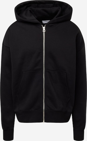 TOPMAN Zip-Up Hoodie in Black: front