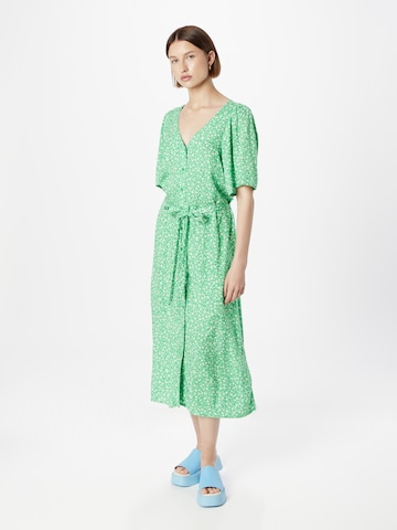 Monki - Vestido camisero en verde: frente