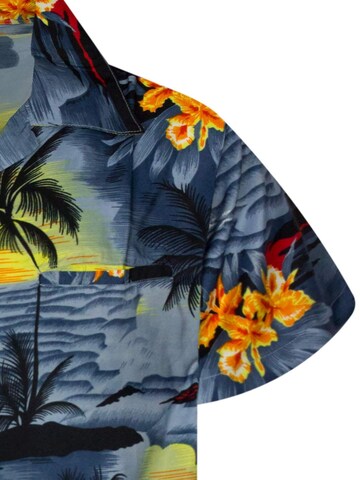 King Kameha Regular fit Button Up Shirt 'Surf' in Grey