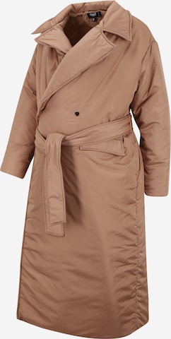 Missguided Maternity Between-Seasons Coat in Brown: front