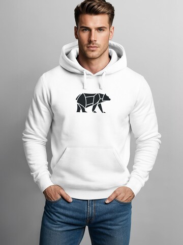 Neverless Sweatshirt 'Bär Lineart Polygon' in White