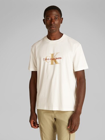T-Shirt Calvin Klein Jeans en beige : devant
