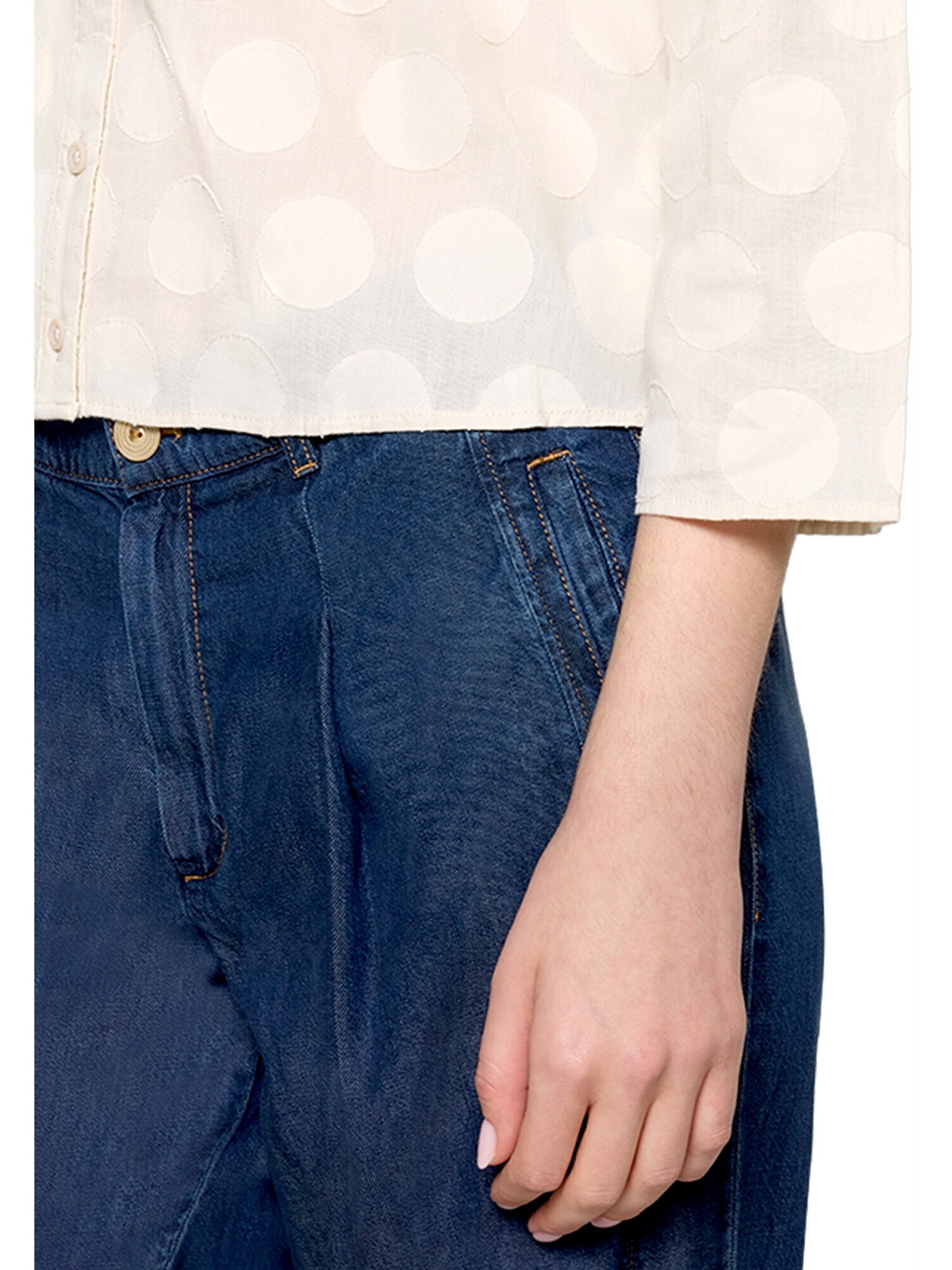 Cartoon Oversize-Bluse mit Kragen in Beige