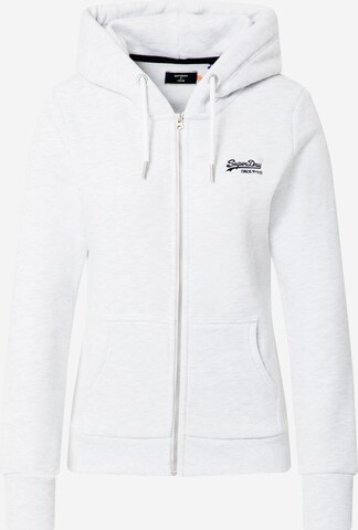 Veste de survêtement Superdry en blanc : devant