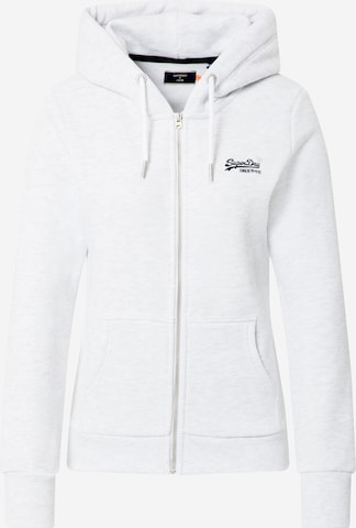 Superdry Zip-Up Hoodie in White: front