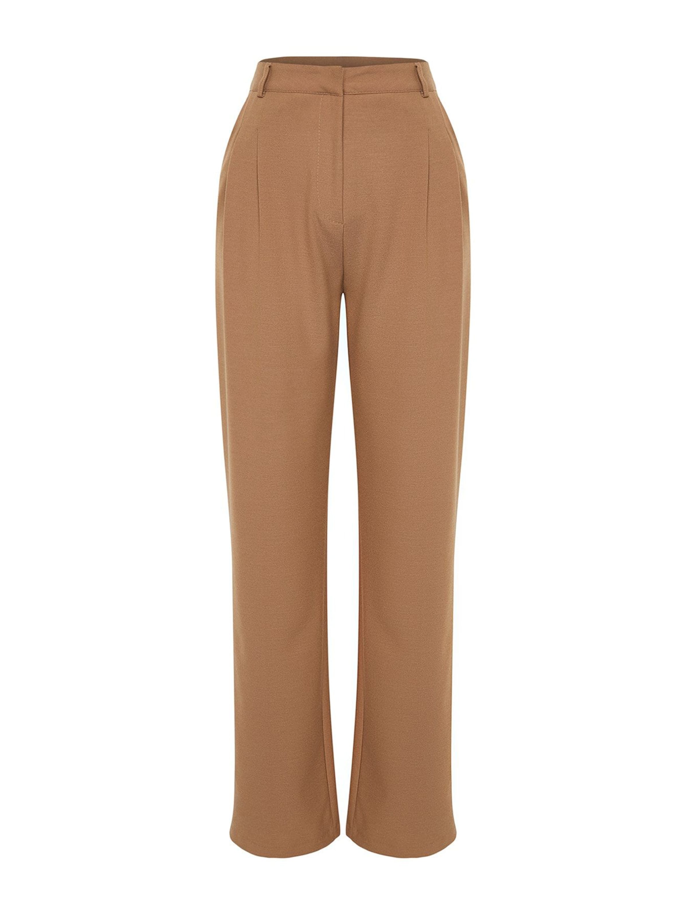 Trendyol Плиссированные брюки в Коричневый: спереди