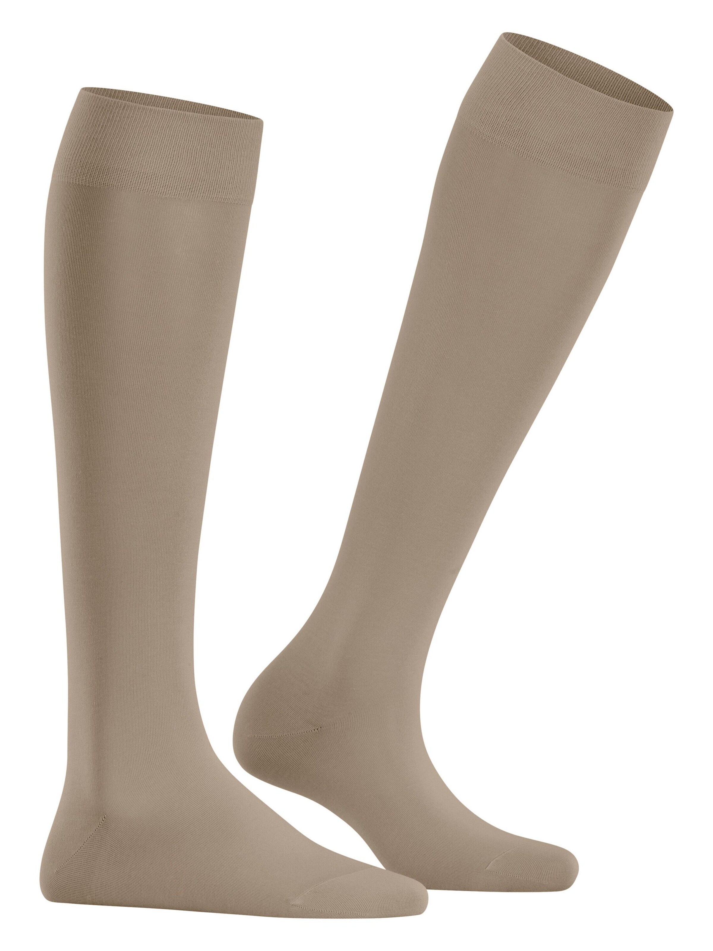 FALKE Knee High Socks 'Cotton Touch' in Beige: front