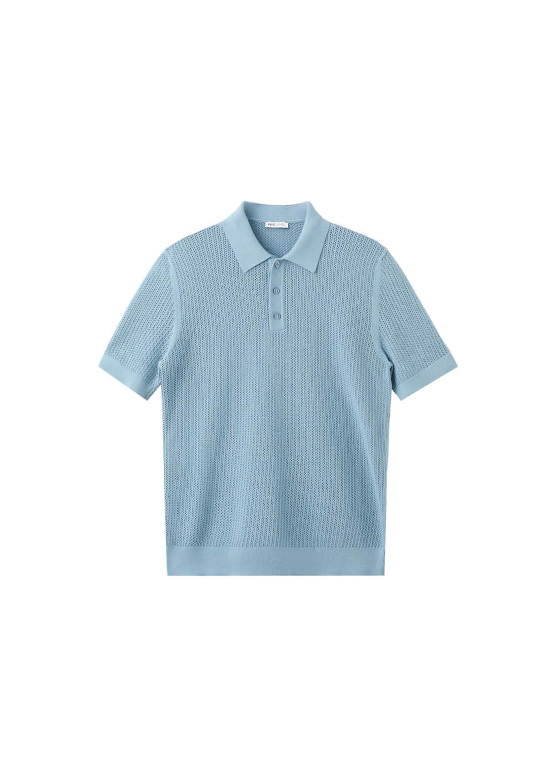 MANGO MAN Shirt 'Pointele' in S in blau, Produktansicht