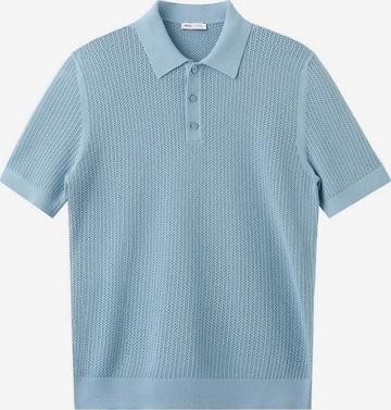 MANGO MAN Shirt 'Pointele' in Blau: Vorderseite