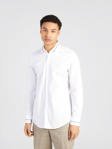 HUGO Slim fit Button Up Shirt 'Kenan' in White: front