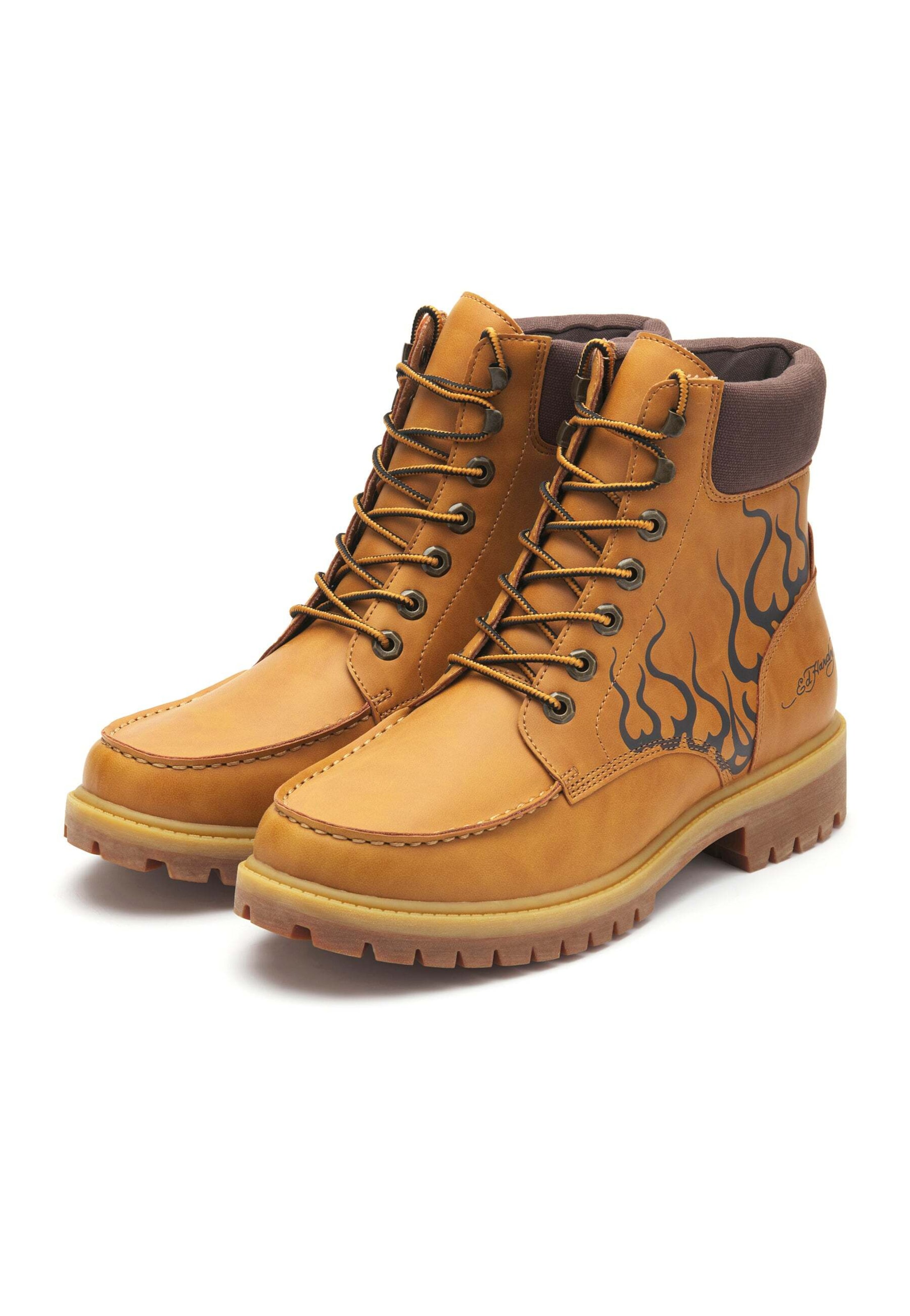 Ed Hardy Schnürboots in Braun: Vorderseite