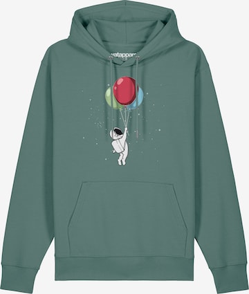 Watapparel Sweatshirt ' Little Balloon Astronaut ' in Groen: voorkant