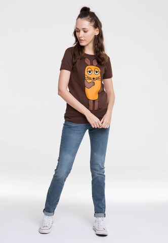 LOGOSHIRT T-Shirt 'Die Sendung mit der Maus' in Braun