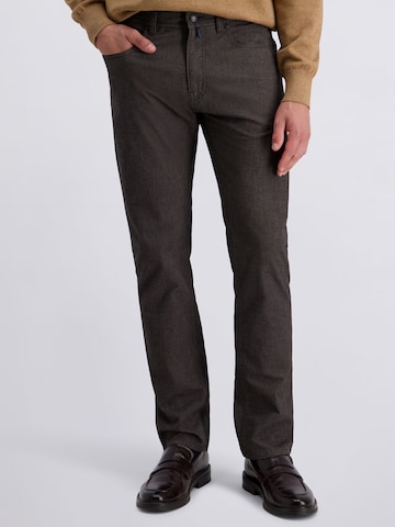 PIERRE CARDIN Tapered Chino Pants in Brown: front
