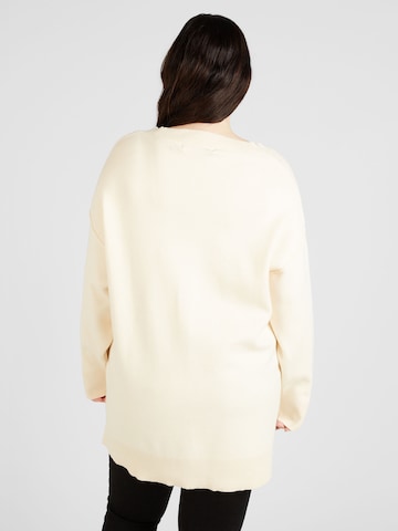 Vero Moda Curve Oversized Sweater 'GOLD LINK' in Beige