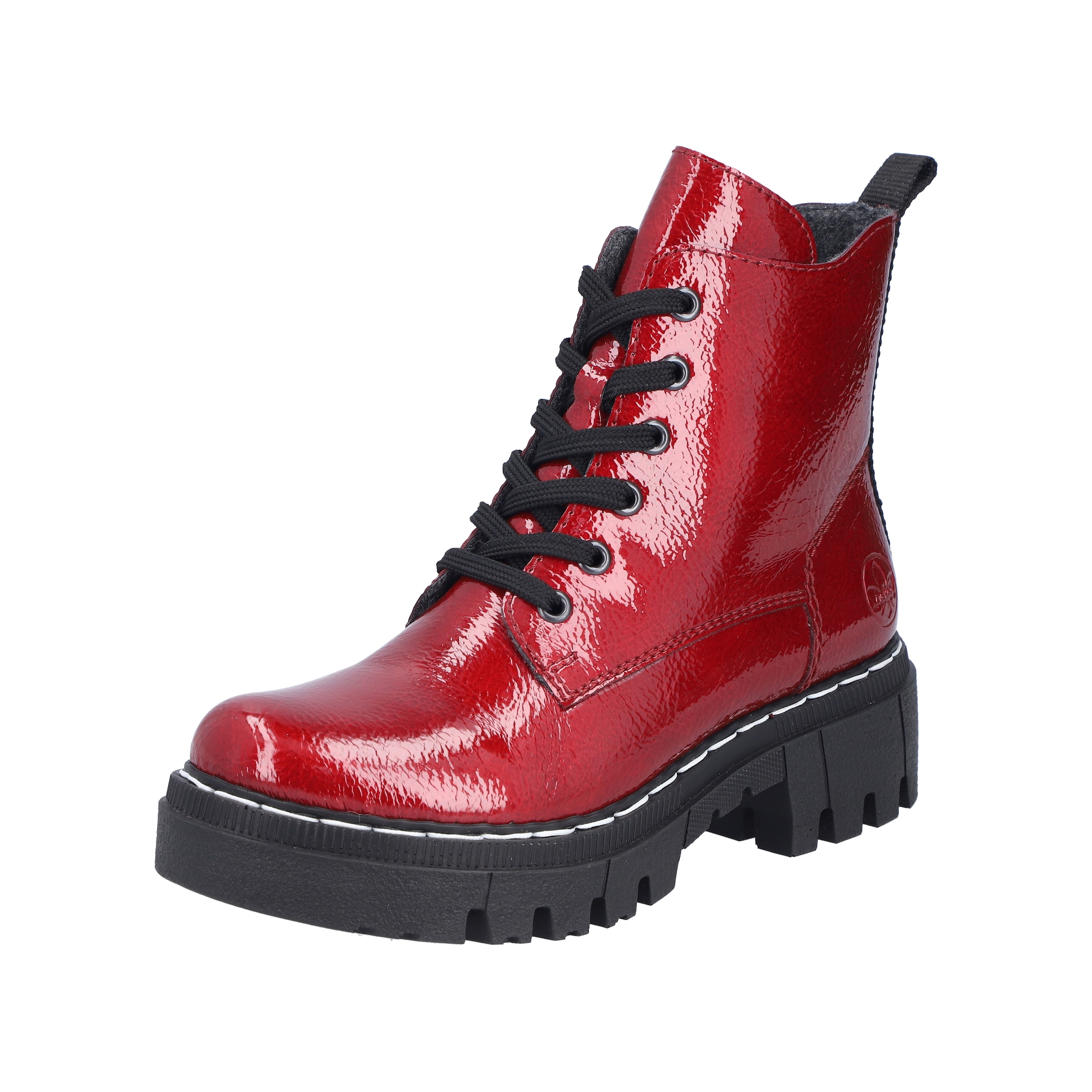 Rieker Lace-Up Ankle Boots in Red: front