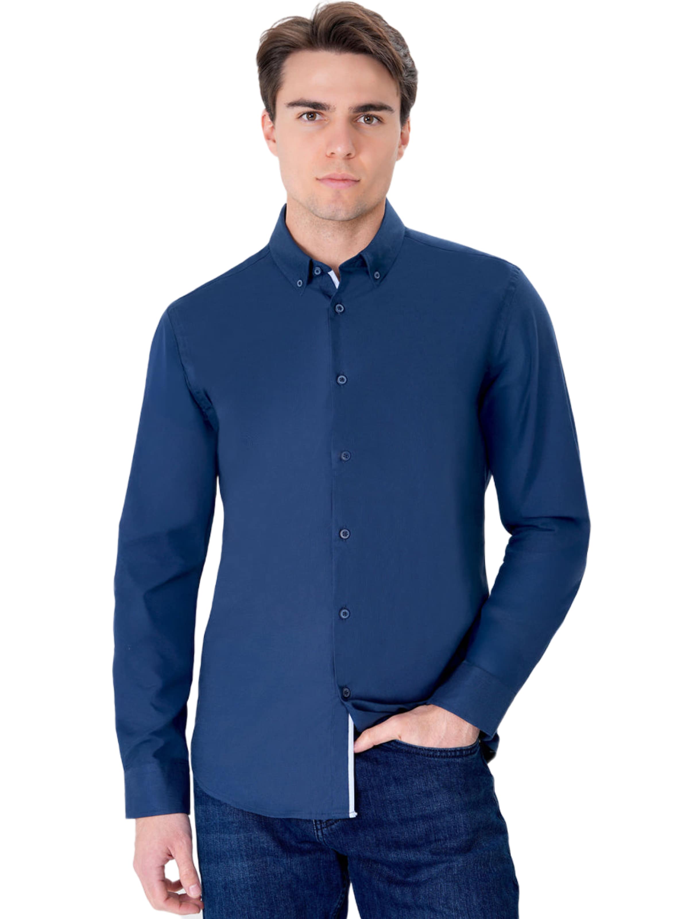 UNIQVIBE Slim fit Overhemd in Blauw