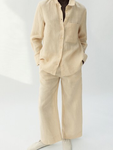 MANGO Loosefit Bukser 'Lino' i gul: forside