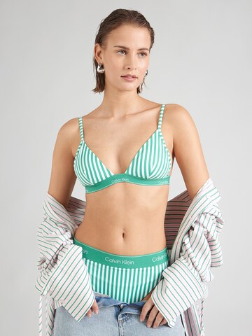 Calvin Klein Swimwear Triangle Bikini top in Green: front